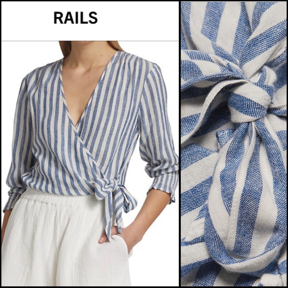 NWT Rails wrap top with blue & white stripes- Large - Picture 1 of 6